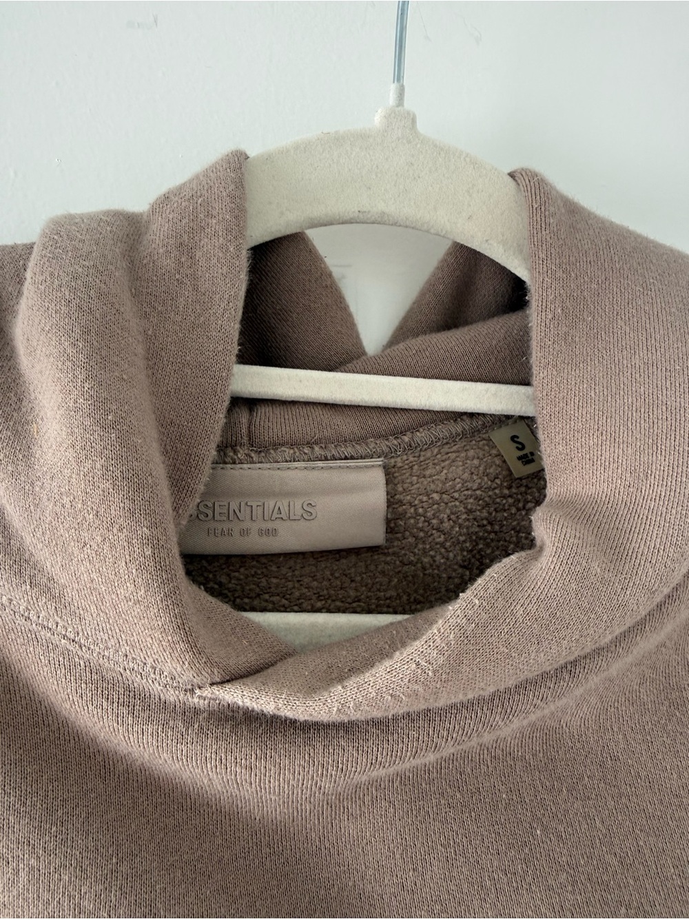 Essentials Taupe Pullover Hoodie with Embossed Logo - Picture 4 of 4